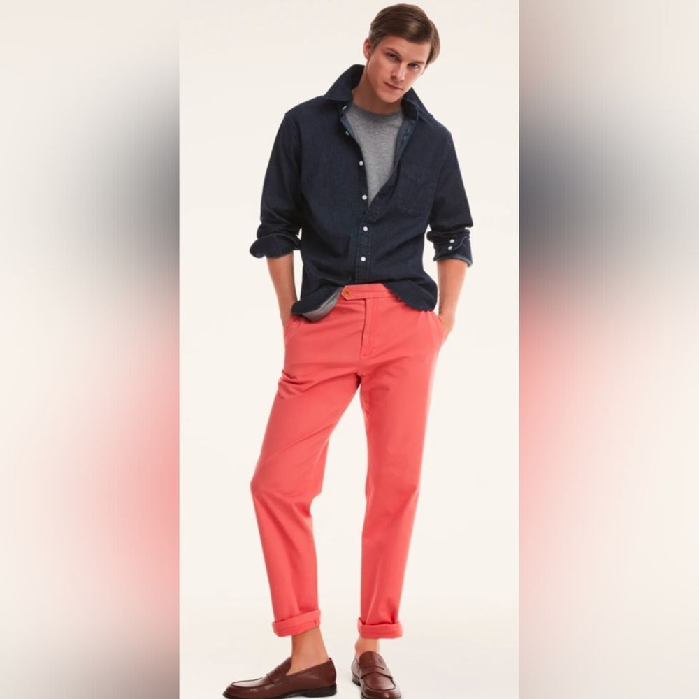 Brooks Brothers Clark Straight Stretch Supima Cotton Poplin Chino Pants W32xL32